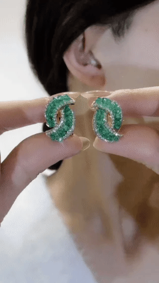 Cross Green Crystal Earrings💖