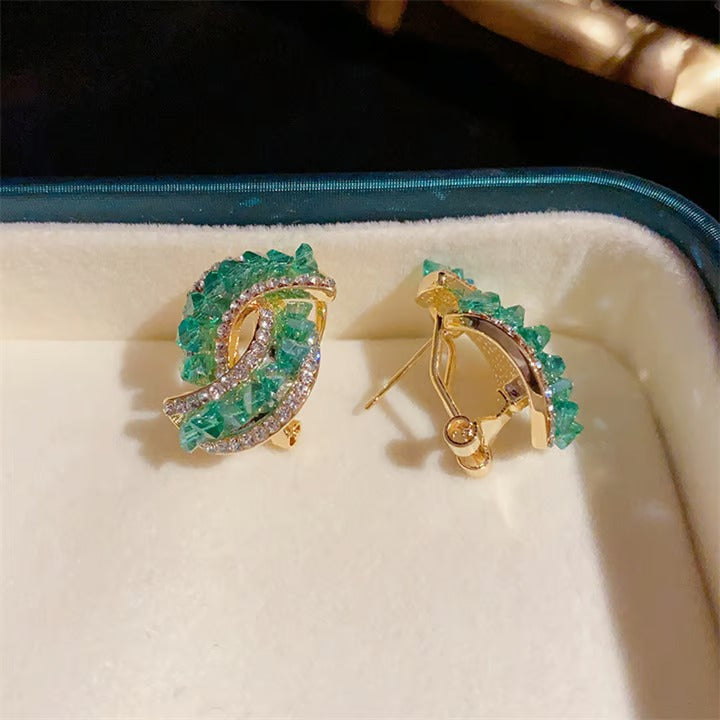 Cross Green Crystal Earrings💖