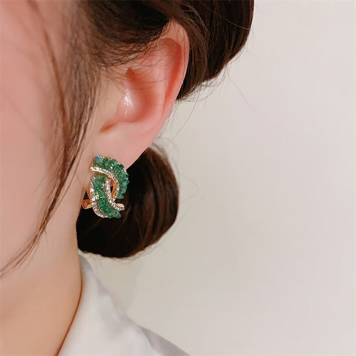 Cross Green Crystal Earrings💖