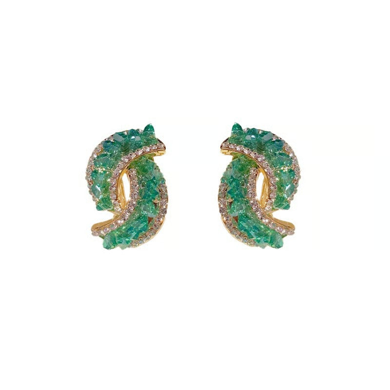 Cross Green Crystal Earrings💖
