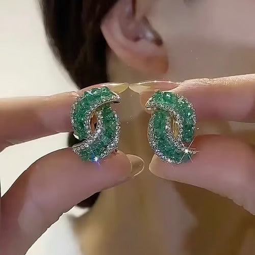 Cross Green Crystal Earrings💖