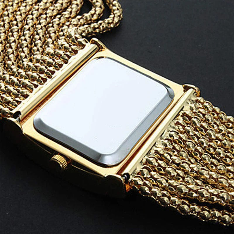 💥Ladies Rhinestone Quartz Square Watch