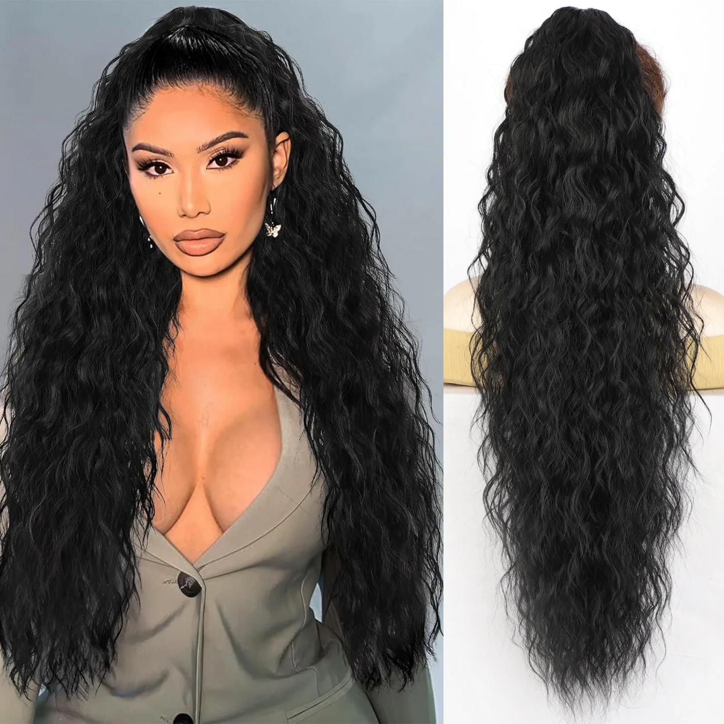 Curly long ponytail