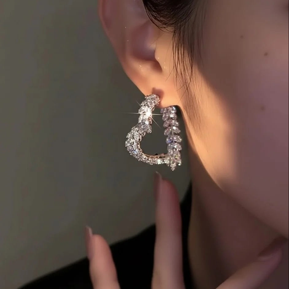 Heart Shape Crystal Zirconia Earrings