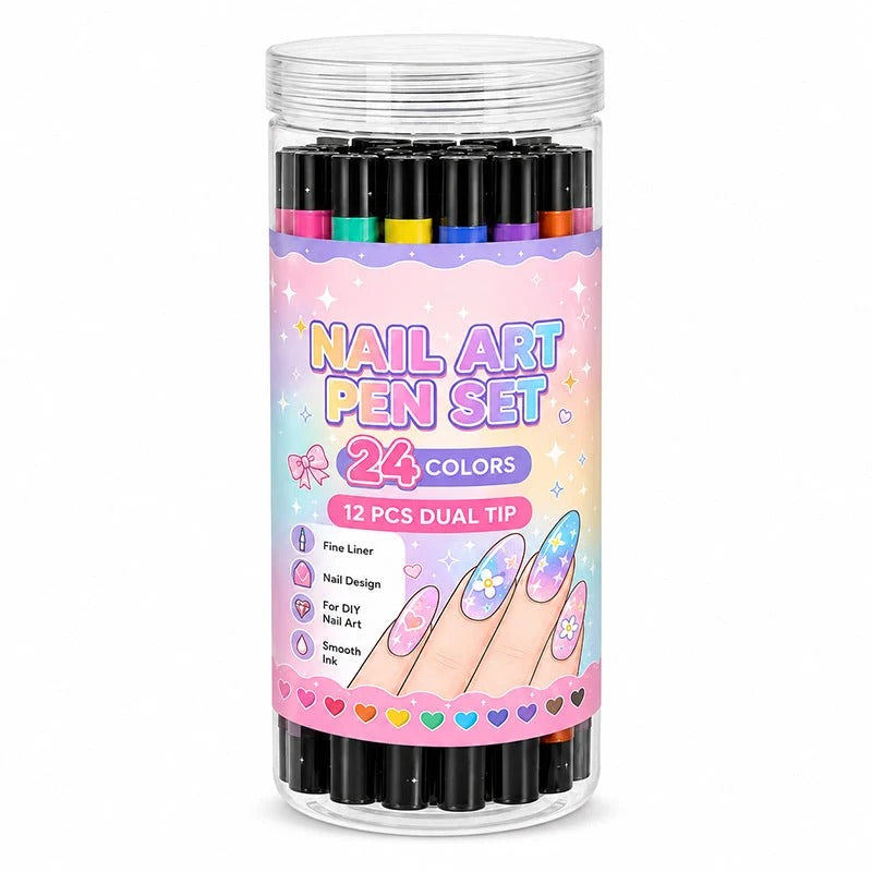 24 Colors Dual Ended Nail Art Pens Set