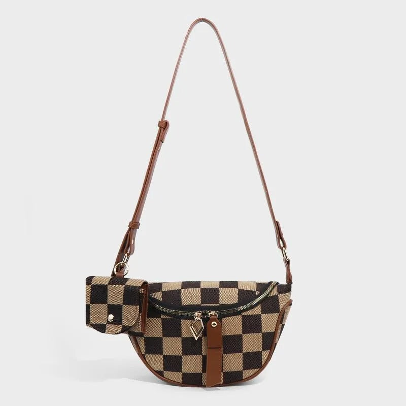 Women's Checked Pattern Crossbody Bag