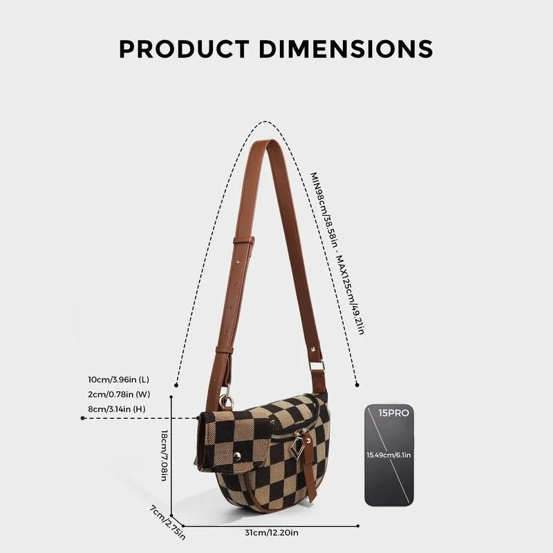 Women's Checked Pattern Crossbody Bag
