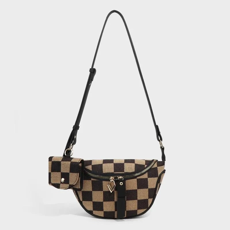 Women's Checked Pattern Crossbody Bag