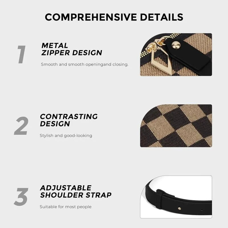 Women's Checked Pattern Crossbody Bag
