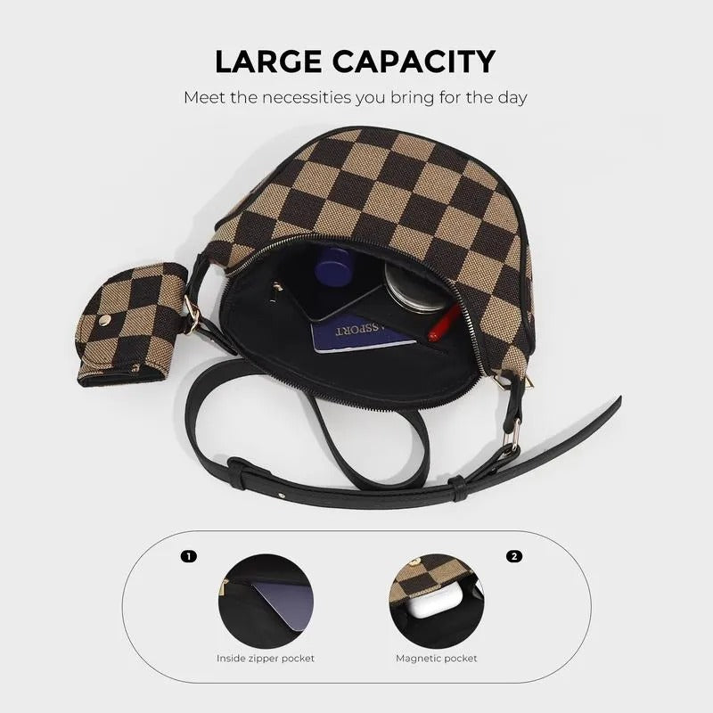 Women's Checked Pattern Crossbody Bag