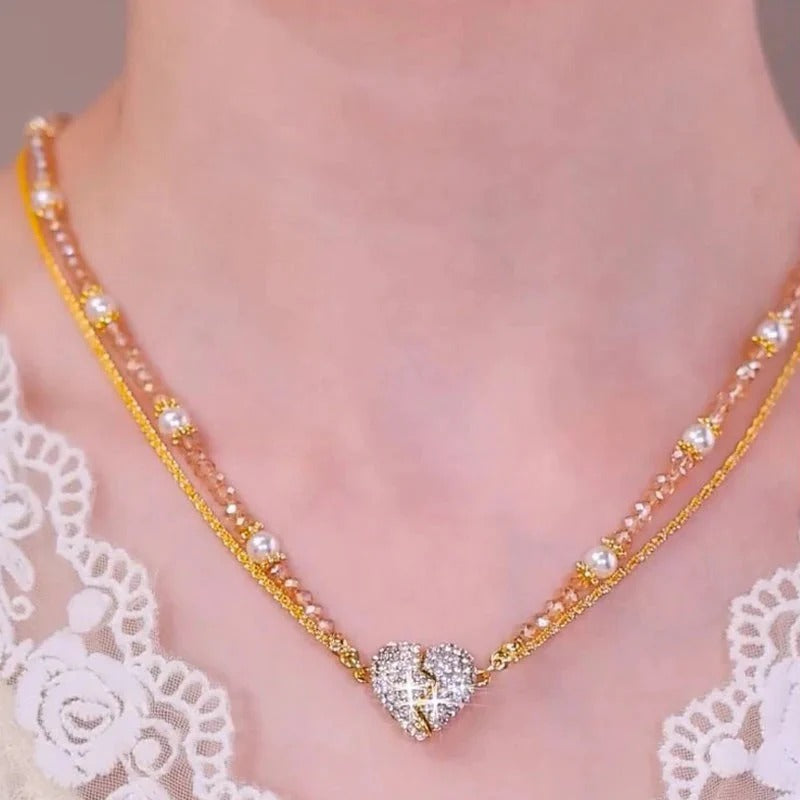 Magnetic Split Heart Matching Pendant Necklaces {With Gift Box}