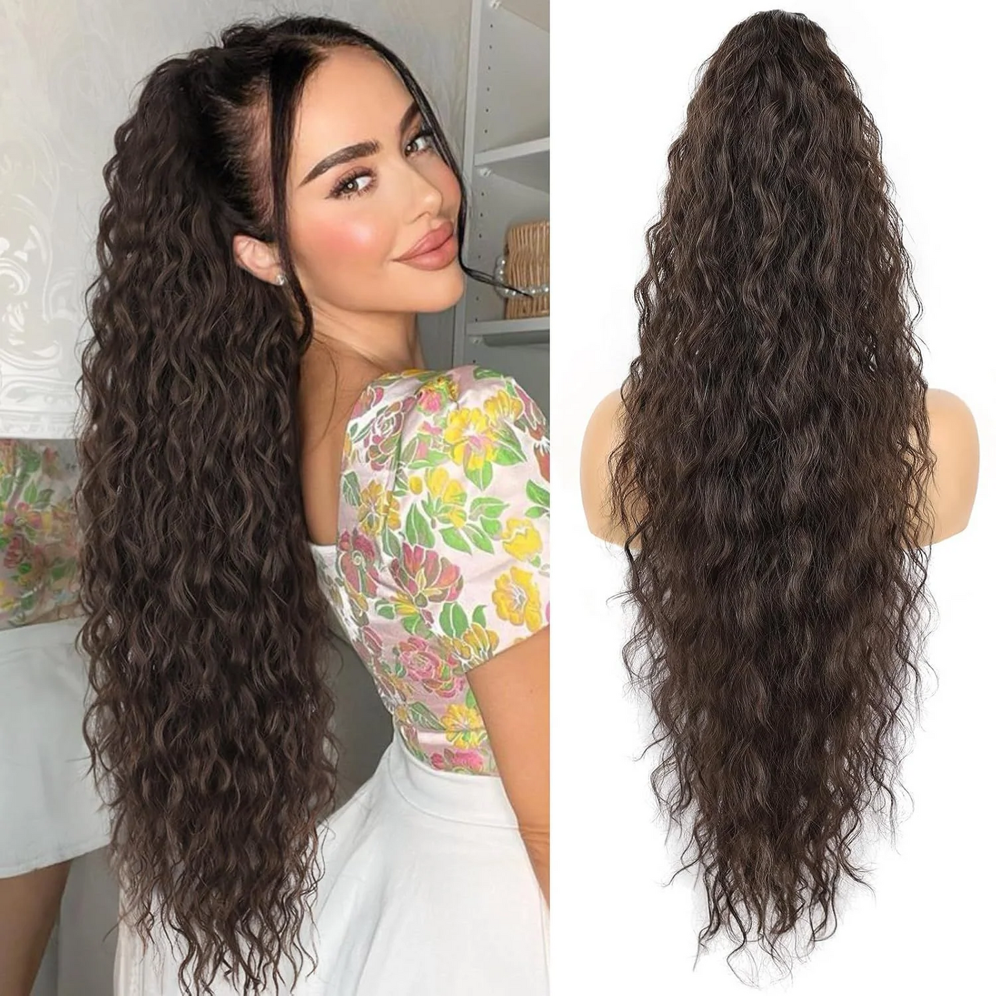 Curly long ponytail
