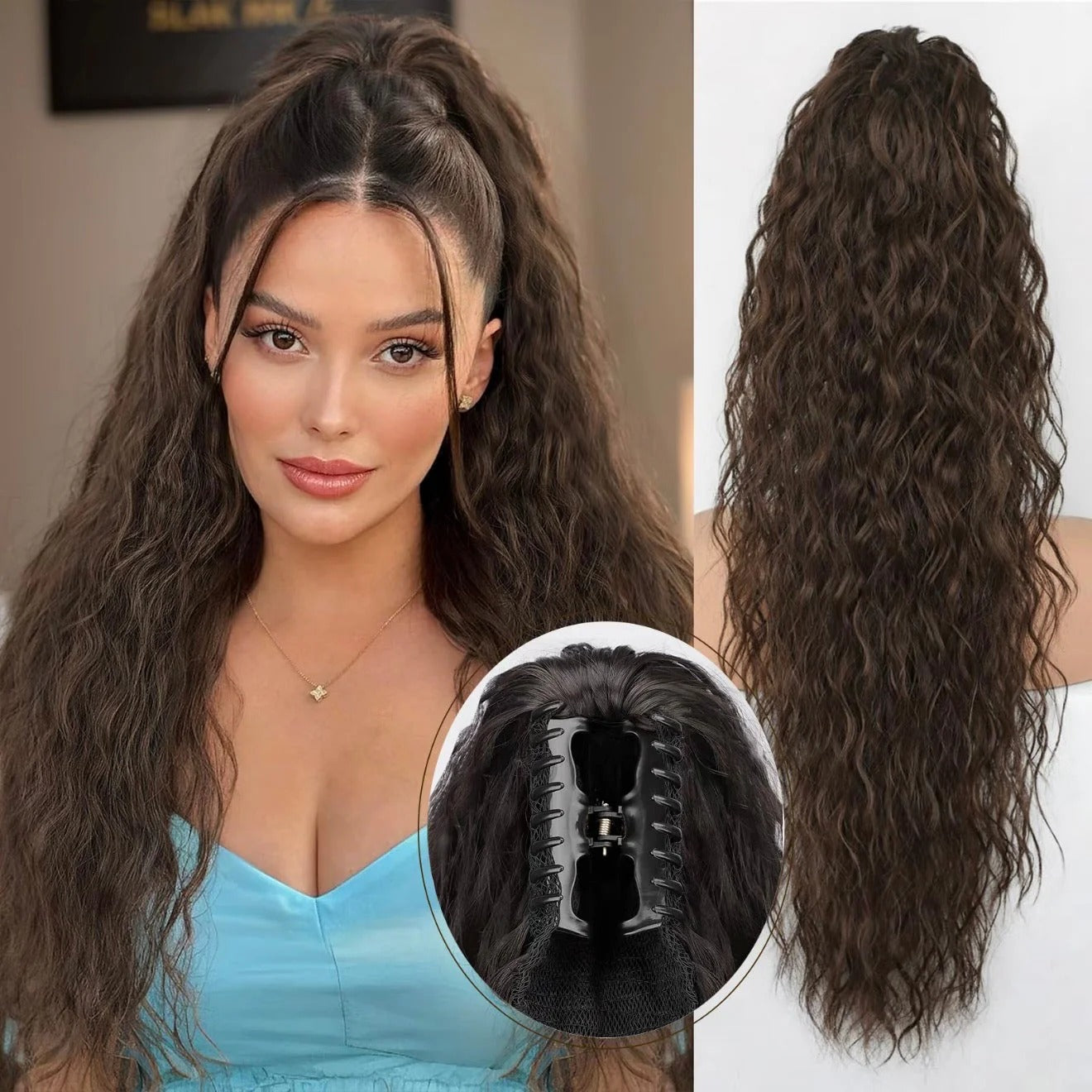 Curly long ponytail