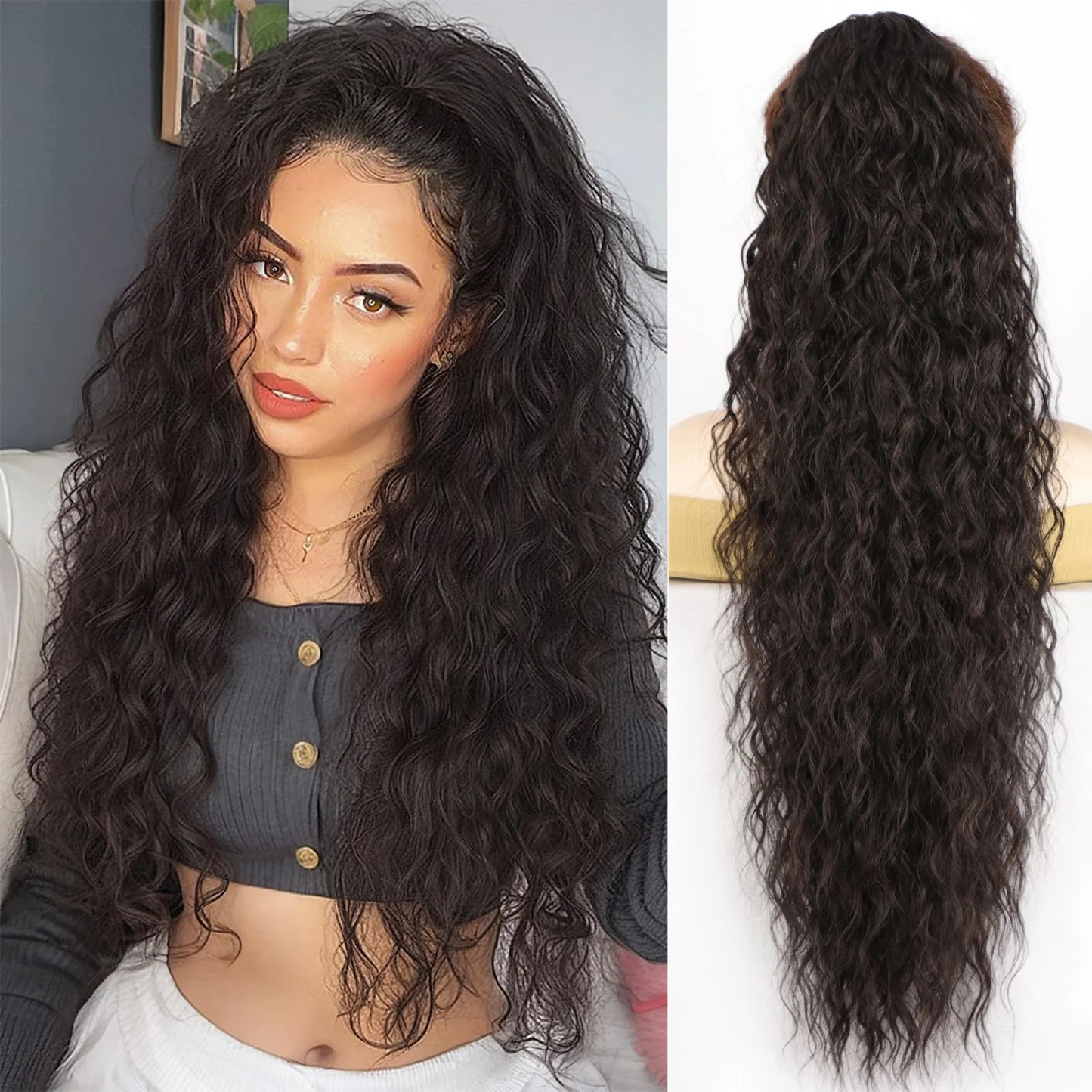 Curly long ponytail