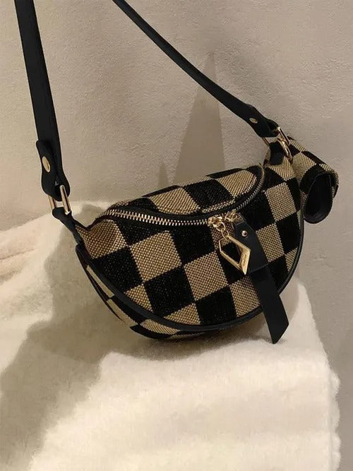 Women's Checked Pattern Crossbody Bag