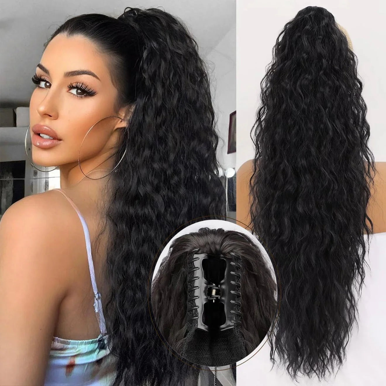 Curly long ponytail