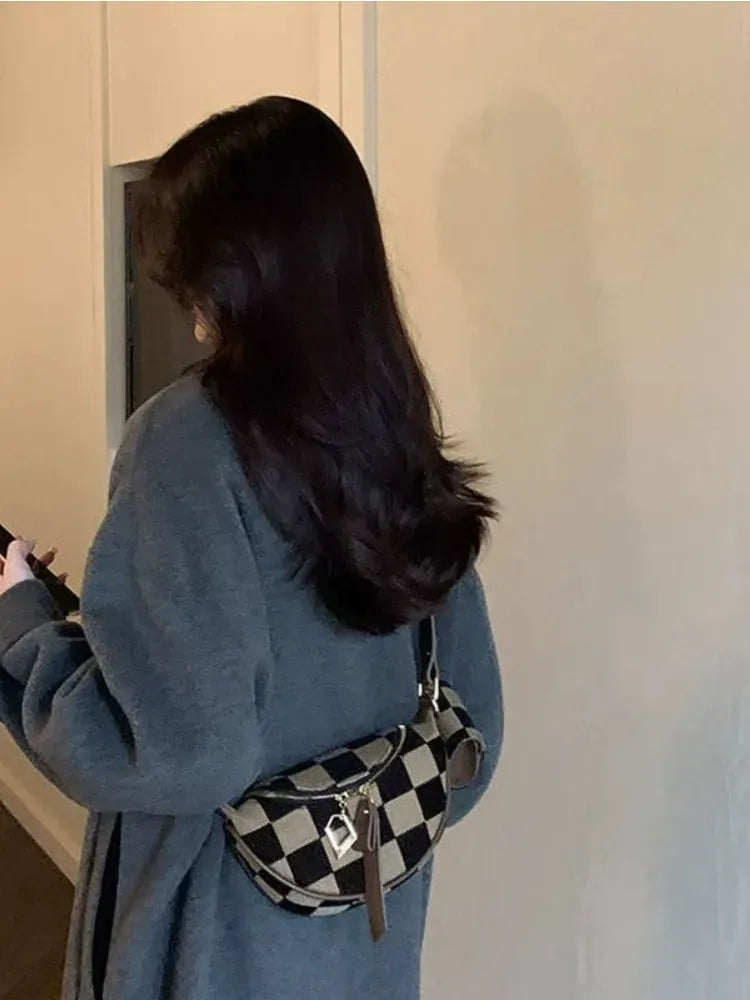 Women's Checked Pattern Crossbody Bag