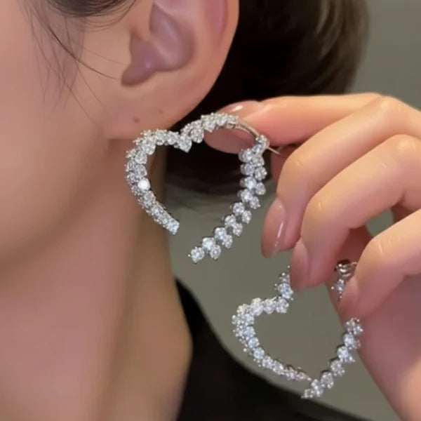 Heart Shape Crystal Zirconia Earrings
